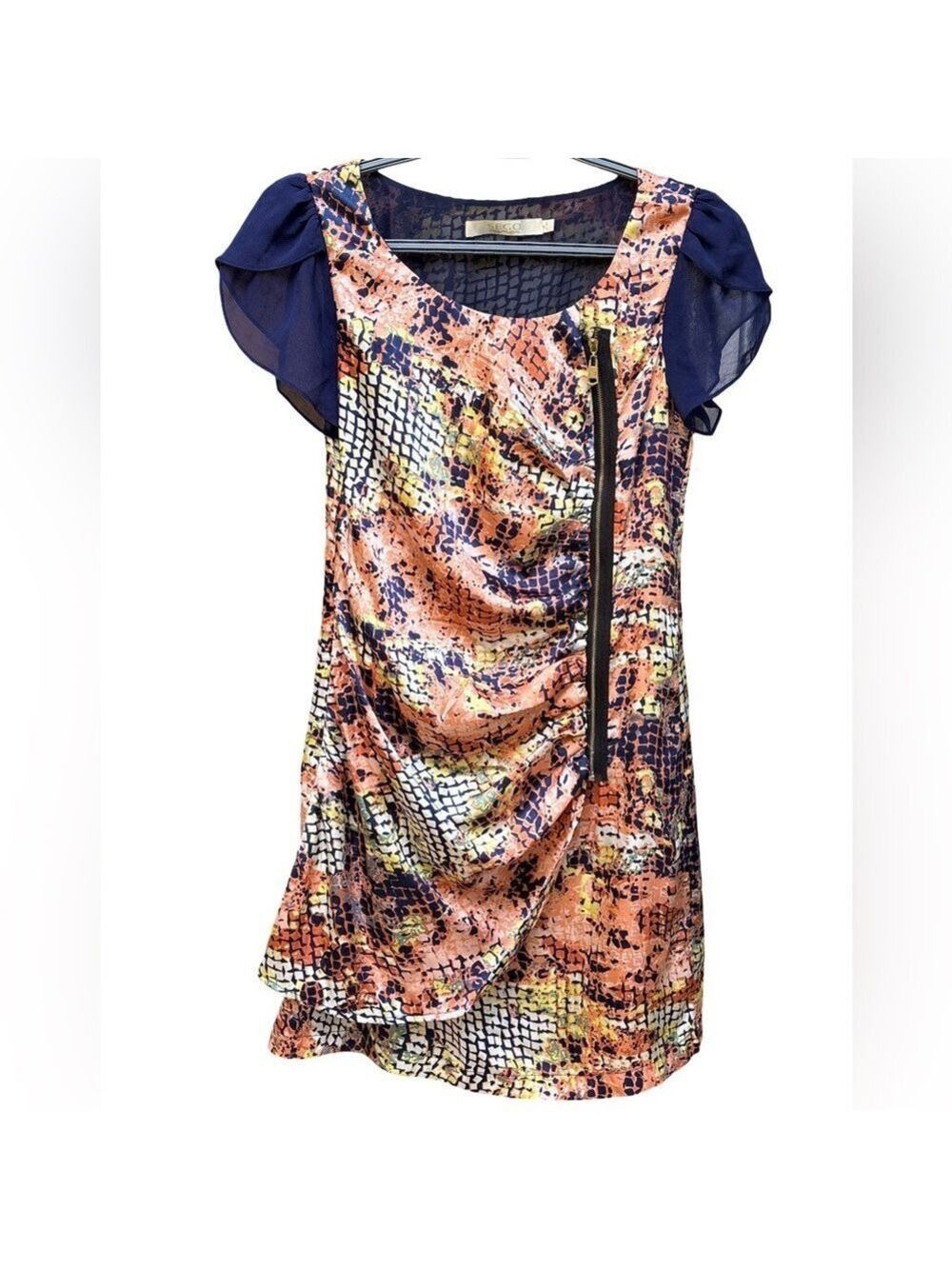 Sego Multicolor Abstract Short Sleeve Mini Dress Medium